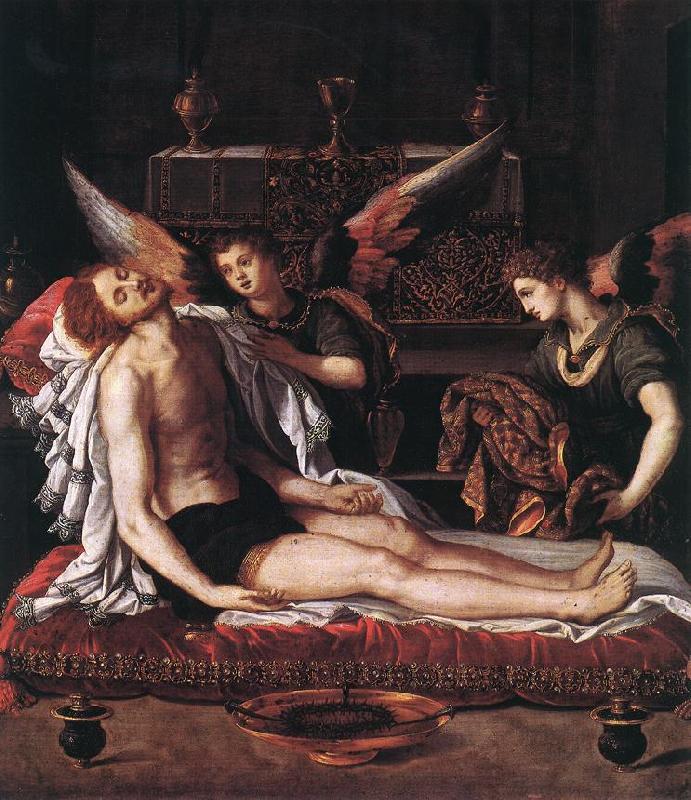 ALLORI Alessandro The Body of Christ with Two Angels